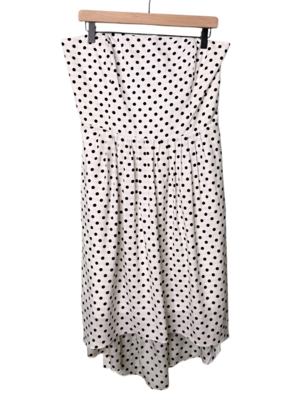 NWT White House Black Market Strapless Polka Dot High Low Dress Black White 12